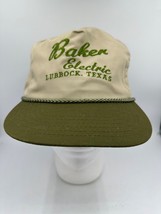 Vtg Trucker Hat Cap Strap-back Rope Adjustable Baker Lubbock TX Electric... - $12.59