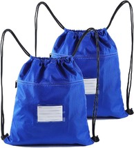 2 Pcs Backpack Bags Draw String Sackpack Cinch Bag for Sport Gym Waterproof Blue - £25.02 GBP