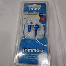 NEW Coby Jammerz blue digital stereo earphones ear buds earbuds CVE52 ja... - $15.00