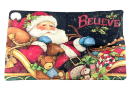 Christmas Throw Pillow Cover Jolly Santa Sleigh Believe Rectangular 20 x... - $14.80