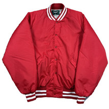 Vintage Dunbrooke Satin Jacket Men XXL Red Quilted Varsity Blank USA 80s 90s - £20.16 GBP