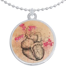 Anatomical Heart Art Round Pendant Necklace Beautiful Fashion Jewelry - £8.41 GBP