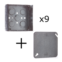 [Lot of 9] Steel City Square Outlet Box 4x4x1.5&quot; &amp; Blank Cover Combo - $47.49