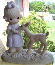 1986 Precious Moments Porcelain Figurine &quot;To My Deer Friend&quot;#100048 Girl w/Deer - £17.69 GBP