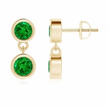 Natural Emerald Drop Earrings for Women, Girls in 14K Gold (Grade-AAAA , 3.8MM) - £1,152.92 GBP