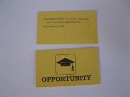1965 Careers Board Game Piece: Yellow Opportunity Card - Farming - $1.00
