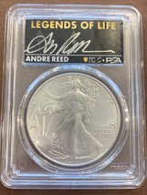 2022- American Silver Eagle- PCGS- MS70- First Strike- Andre Reed Signed- PSA - £119.62 GBP