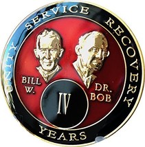 4 Year Founders Red Tri-Plate AA Medallion Bill &amp; Bob Chip IV - £14.89 GBP