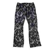 Vtg Willi Smith Pants Black Silver Damask Floral Boot Cut Zip Back Flat ... - $43.56