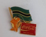 Vintage Coca-Cola Olympic Tiger Holding Botswana Flag Lapel Hat Pin - £11.03 GBP