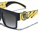Flat Top Gold Chain Link Hip Hop Rapper Aviator Celebrity Sunglasses - £8.56 GBP