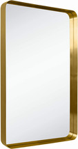 TEHOME 20 x 30 Inches Brushed Gold Metal Framed Bathroom Mirror - £69.90 GBP