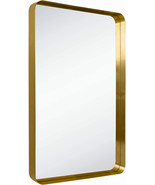 TEHOME 20 x 30 Inches Brushed Gold Metal Framed Bathroom Mirror - £70.60 GBP