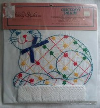 NEW Sunny Styles Pre Embroidered Pillow Face &amp; Cluny Lace Cat 13&quot; x 13&quot; NIP - £15.66 GBP
