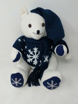 Pier 1 One Imports Corduroy Teddy Polar Bear Stuffed Animal Plush Winter Sweater - $22.81