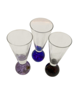 Vtg MCM Set of 3 Cordial Shot Glasses Air Bubble Colored Ball Bottom Bas... - $51.79 CAD
