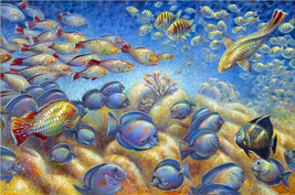coral reef tropical fish sea ocean life ceramic tile mural medallion backsplash - £84.78 GBP+