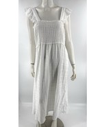 Ibiza Swim Cover Up Size XL White Smocked Flutter Sleeve Neck Beach Dres... - $54.33 CAD