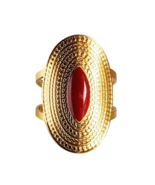 18K Gold PVD Stainless Steel Boho Statement Ring - Marquise Accent - Adj... - $12.00