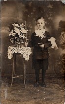 RPPC Darling Boy First Communion Candle Studio Photo Postcard Y11 - £8.75 GBP