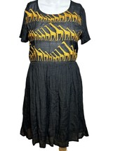 THML Tunic Blouse Women&#39;s XS Black Embroidery Short Sleeve Lined Bohemian Boho - £16.18 GBP