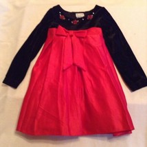 Christmas Thomas dress Size 4T red bow lace lining holiday - $17.99