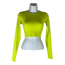 Zara Women&#39;s Green Long Sleeved Crew Neck Crop Top Size Small - £22.06 GBP