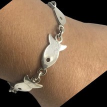 MEXICO 925 Sterling Silver Vintage Gold Fish Link Chain Bracelet 7.5” 26 Grams - £99.91 GBP