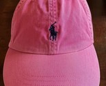 Polo Ralph Lauren Light Pink With Navy Pony Logo Leather Strap Back Hat Cap - $20.78