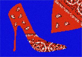 Pepita Needlepoint Canvas: Red Bandana Shoe, 10&quot; x 7&quot; - $50.00+