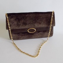 Vintage Embossed Velvet Women Purse Goldtone Chain Strap Made In Italy H... - $32.65