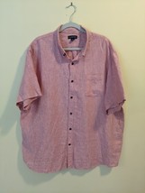 Lands End Traditional Pink Linen Button Up Mens XXL 18-18.5 Neck - £13.23 GBP
