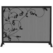 3 Fold Black Screen With Flowing Leaf Design - £180.16 GBP
