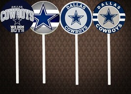 Dallas Cowboys 2sided Cupcake Toppers lot 12 pieces cake Party Supplies ... - £10.27 GBP