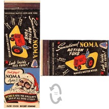 Vintage Matchbook Cover Noma Action Toys Tractor Christmas Santa Lights 1940s - £22.14 GBP