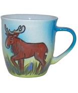 Klar Hand Painted Moose Elk in Iris Field Made in Estonia Coffee Mug Cup - £26.06 GBP