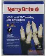 Merry Brite LED Twinkling Mini-Style Lights Green Wire Warm White 100 Ct... - $345.31 MXN