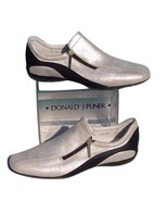 Donald Pliner Metallic Silver Leather Shoe New Athletic Inspired Flex $2... - $123.09 CAD