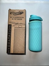 Masontops Mason Jar Hydration Water Bottle Turquoise Neoprene Insulator Sleeve - £15.79 GBP