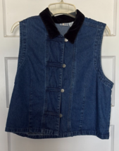 Sun River Clothing Company Blue Denim Vest with Black Collar Size XL - $25.00