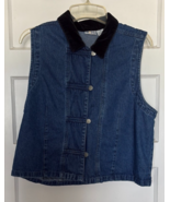 Sun River Clothing Company Blue Denim Vest with Black Collar Size XL - $457.05 MXN