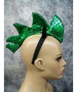 Green Dragon Headband w/ Horns Lizard Godzilla Reptile Fish Medieval Ren... - €10,99 EUR
