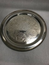12 in. Round Silver plate WM Rogers 16 platter Vintage etch - £29.12 GBP