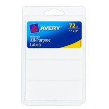 Avery Removable Labels, Rectangular, 1&quot; x 3&quot;, White, Pack of 72 - €5,14 EUR