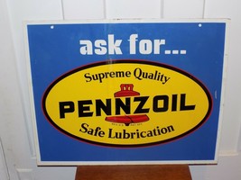 Vintage Ask For Pennzoil Double Sided Metal Sign - $2,836.99 MXN
