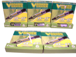 LOT OF 5  V-Board Master Whiteboard Markers Dry Erase Blue  MEDIUM Chise... - £5.70 GBP