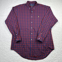 Vintage Ralph Lauren Plaid Button Down Shirt Men&#39;s Red Blue Large Long Sleeve - £15.22 GBP