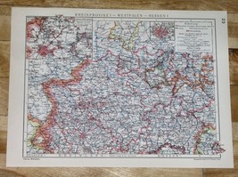 1929 Original Vintage Map Of Rhineland Rheinland Ruhrgebiet Dortmund Germany - £13.70 GBP