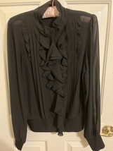 Express Sz 12 Ruffled Zip Up Long Sleeve Blouse - $224.18 MXN
