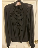 Express Sz 12 Ruffled Zip Up Long Sleeve Blouse - $224.18 MXN
